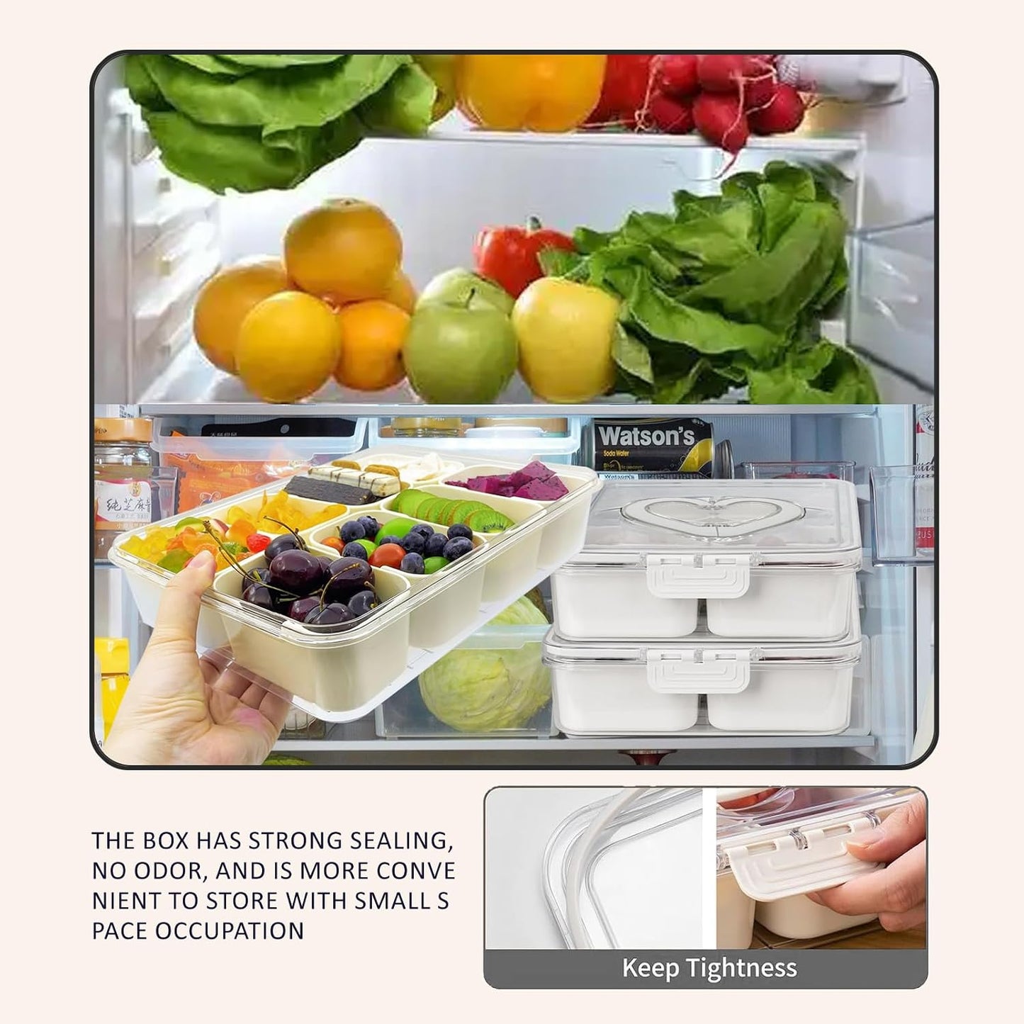 6-Compartment Snackle Snack Bowl with Lid-Microwave & Dishwasher Safe Divided Serving Bowl for Fruit,Veggies & Snacks-Portable Snack Organizer for Picnics,Road Trips & Parties (1 pcs 6 Compartment)