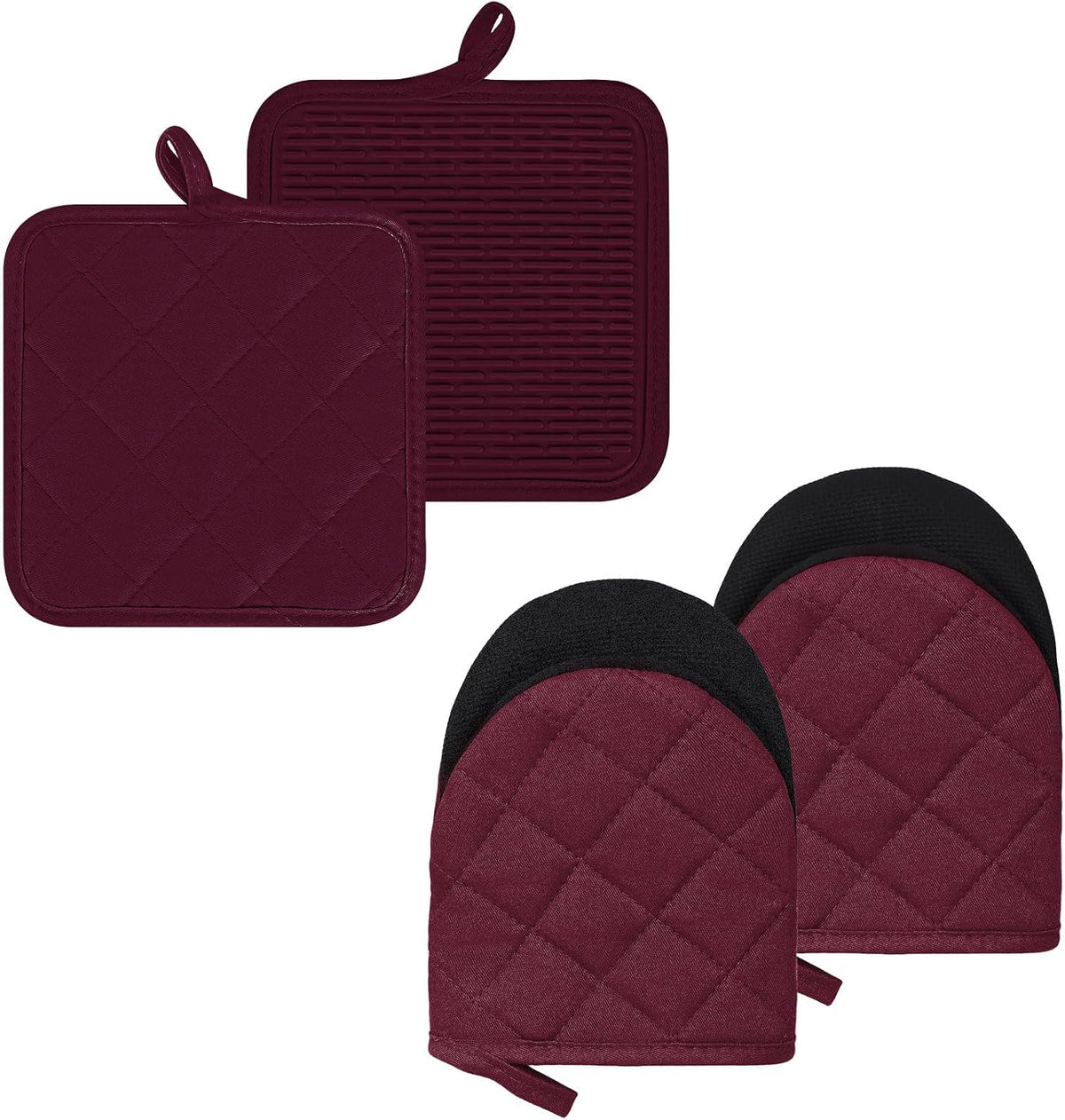 Goldmeet Mini Oven Mitts 2-Pack, 7"x5.5", 500°F Silicone Grip, Gray