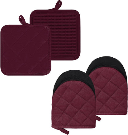 Goldmeet Mini Oven Mitts 2-Pack, 7"x5.5", 500°F Silicone Grip, Gray