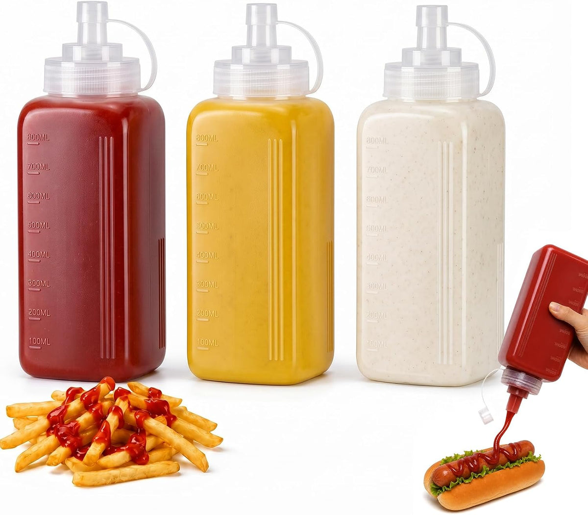 OAMCEG 20oz Condiment Squeeze Bottles, Plastic Sauce Bottles(0.6L)