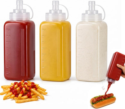 OAMCEG 20oz Condiment Squeeze Bottles, Plastic Sauce Bottles(0.6L)