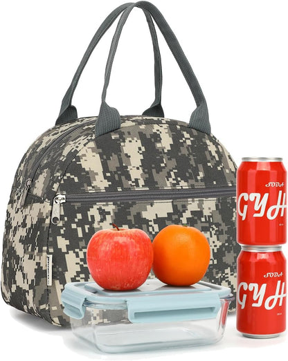 GYEUKHAM Lunch Bag Women, Lunch Box for Adult Men Kids Girls, Small Cute Lunchbox Tote Large Capacity Insulated Lunch Container Cooler for Work School Picnic Travel, Black White Stripes