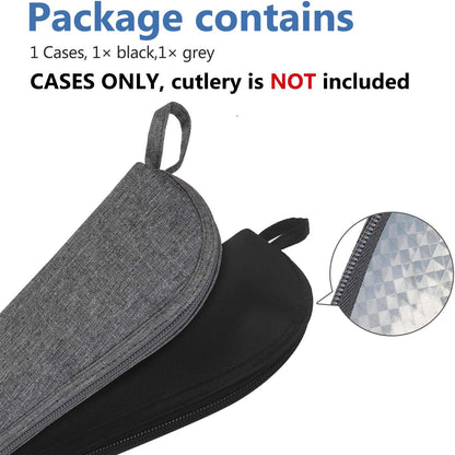 Aosbos Travel Utensil Sets Carrying Case Portable Cutlery Set Pouch Reusable Silverware Set Bag Stainless Steel Straws Pouch Chopsticks Knife Fork and Spoon Holder for Work Bento Box Lunch Bag, Grey