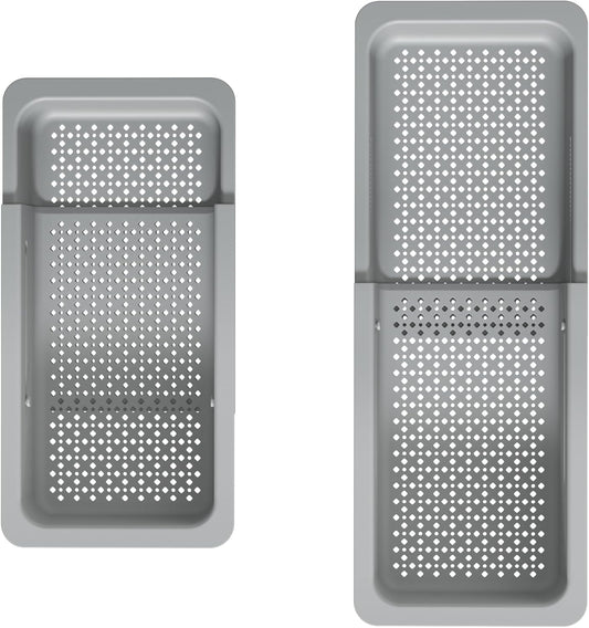 KRAUS Expandable Colander for Kitchen Sink/Over the Sink Colander, Lt Grey