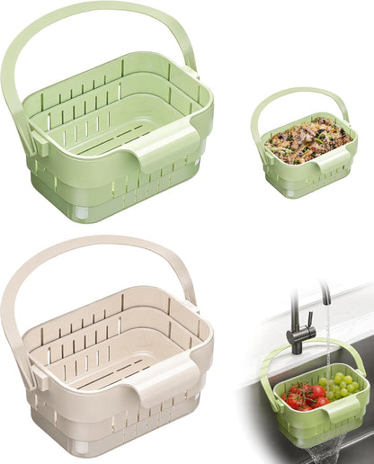 2 Pcs Collapsible Sink Drain Basket, Hanging Food Strainer Colander