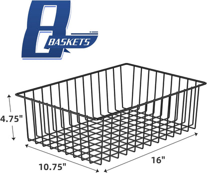 Simple Trending 6 Pack Large Wire Baskets for Organization, Metal Pantry Storage Baskets for Cabinet, Kitchen, Garage, Bathroom, Black