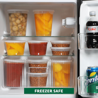 Freshware Food Storage Containers [240 Set] 16 oz Plastic Deli Containers with Lids, Slime, Soup, Meal Prep Containers | BPA Free | Stackable | Leakproof | Microwave/Dishwasher/Freezer Safe