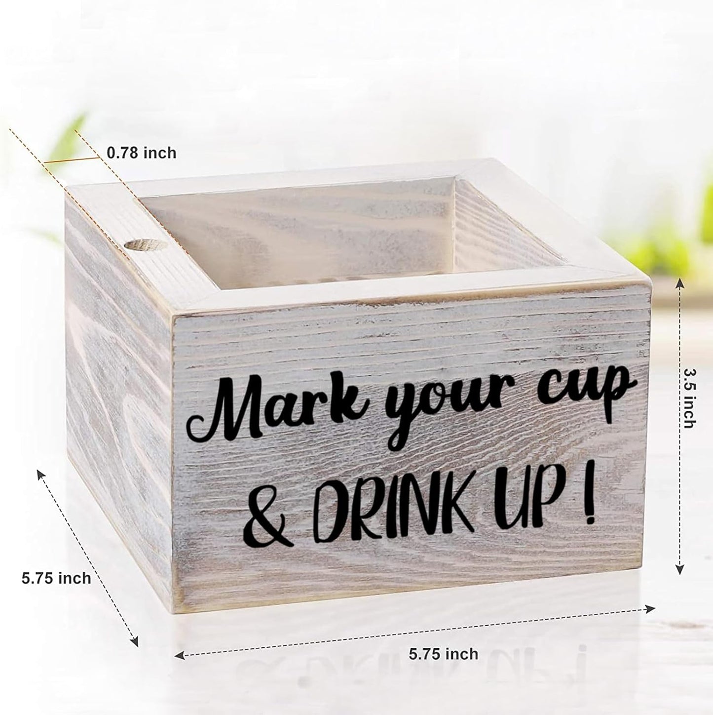Wooden Cup Holder with Marker Slot, Disposable Plastic Party Cup Organizer for Holiday Gatherings - Hosting Essential to Mark Your Cup & Drink Up, Prevent Mix-Ups, Reduce Waste
