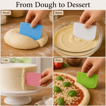 Dough Scraper Set, 4 Pcs Bowl Scrapers, Flexible Dough Cutters for Baking