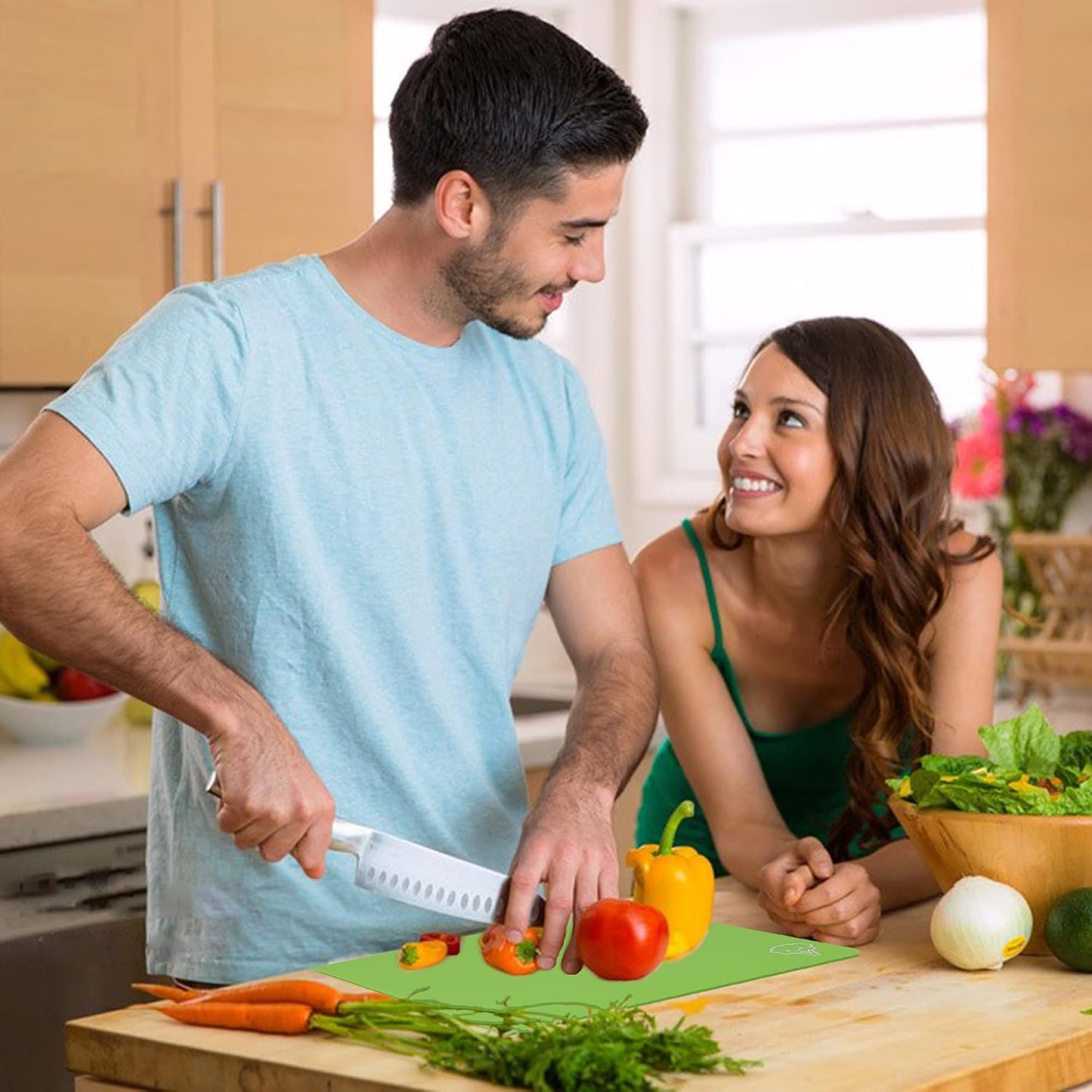ZVP Plastic Cutting Boards for Kitchen, Flexible Cutting Mats, Colorful Chopping Boards with Food Icon, Non-Slip, Non Porous, BPA Free, Dishwasher Safe Rainbow