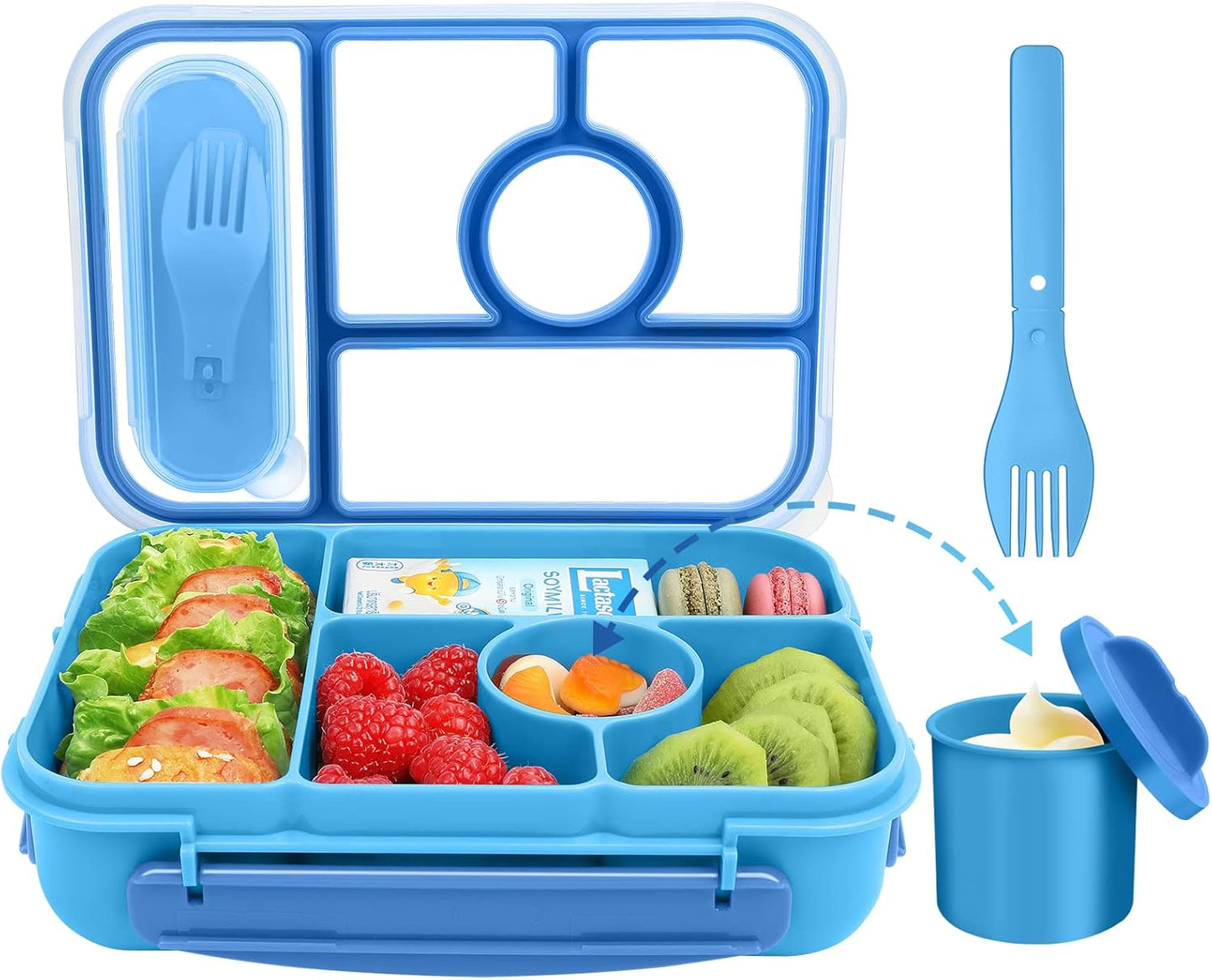 Lunch Box Kids,Bento Box Adult,Lunch Containers for Adults/Kids/Toddler,5 Compartments Bento Lunch Box with Sauce Vontainers,Microwave & Dishwasher & Freezer Safe(Purple)