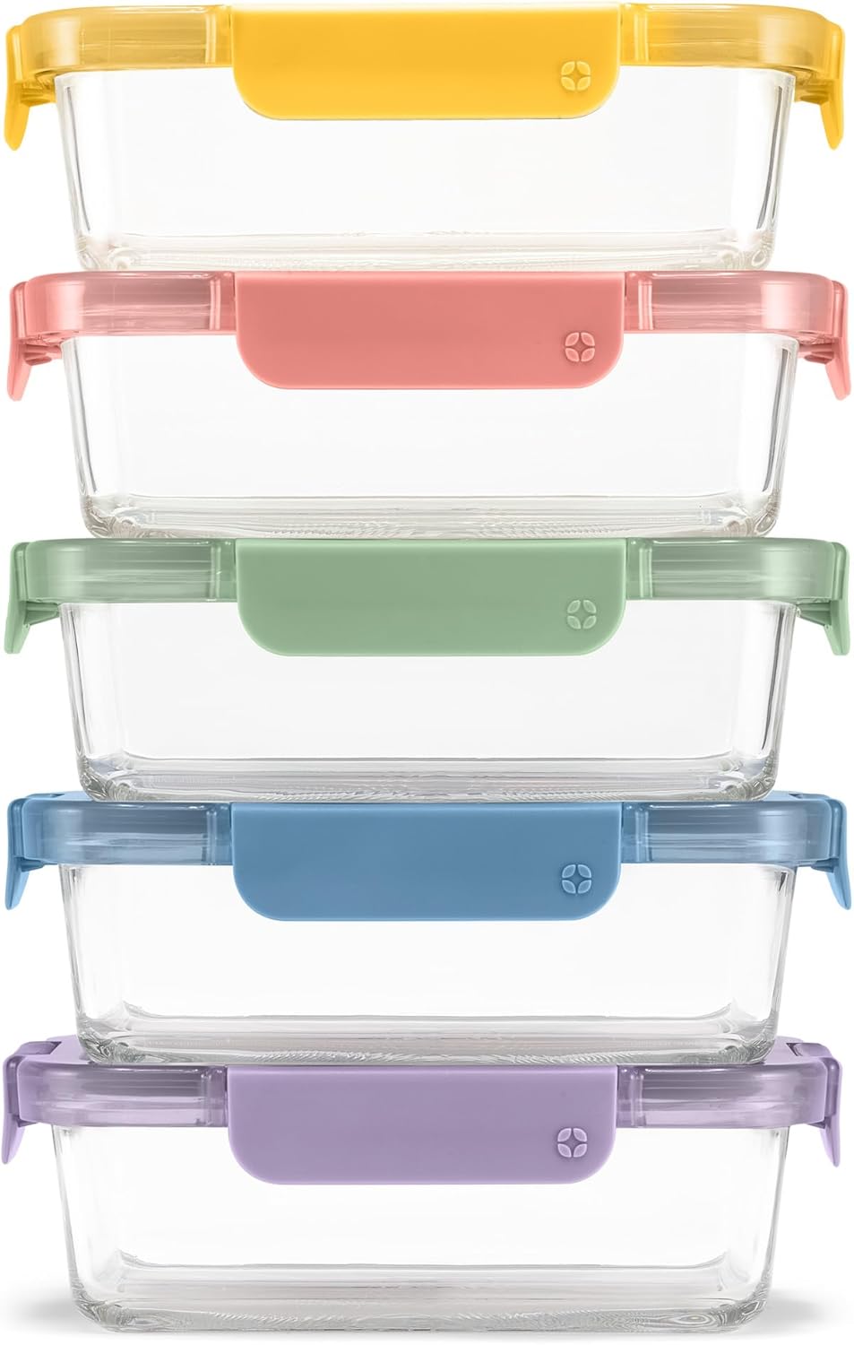 Ello Color Lock Glass Meal Prep Sets Leak-Proof Glass Food Storage Containers with Airtight BPA-Free Plastic Lids, Dishwasher, Microwave, and Freezer Safe