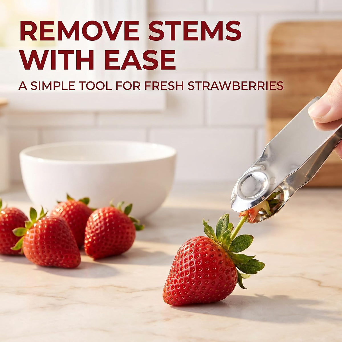 3Pcs Silver Stainless Steel Strawberry Huller Fruit Stem Remover Home Kitchen Tools for Cherry Tomato