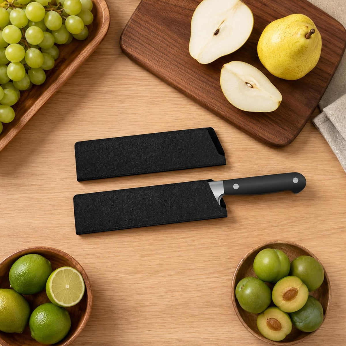 Universal Knife Sheath Cover 3 Pack, Black Chef Knife Guard Protector
