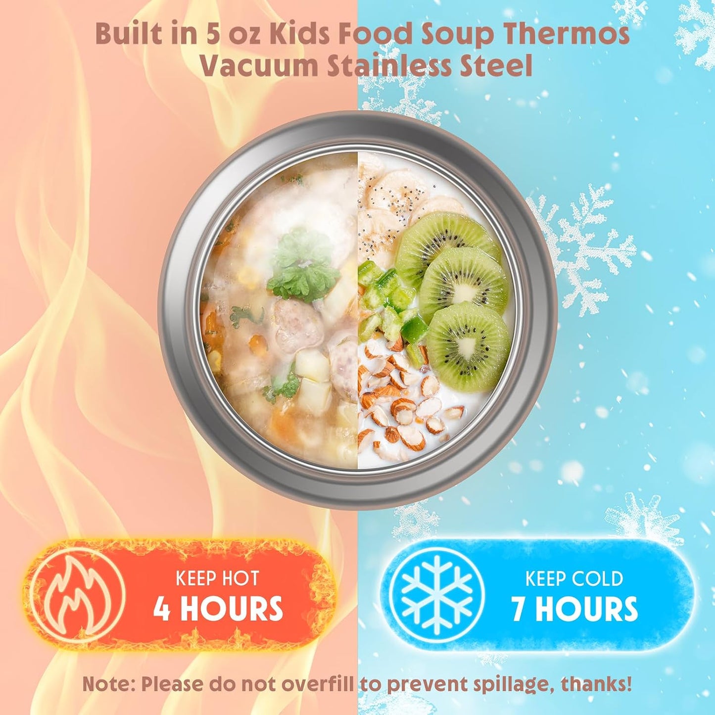 DaCool Upgraded Kids Lunch Box with Thermo for Hot Food 1400ml Child Bento Box for Kids with 5oz Small Thermo for Boys Girls with Fork Spoon Leakproof for Dining Out School Work Picnic, Blue
