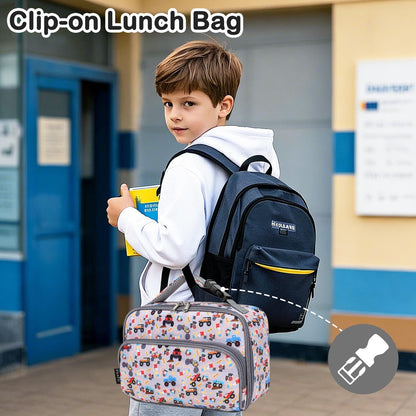 FlowFly Kids Lunch box Insulated Soft Bag Mini Cooler Back to School Thermal Meal Tote Kit for Girls, Boys, Astronaut - Colors A