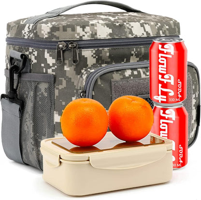 FlowFly Lunch Bag, Insulated Cooler, Thermal Lunch Box Tote with MOLLE/PALS Webbing, Adjustable Padded Shoulder Strap, for Tactical Men Women Adults and Boys Girls Kids (Cyan, Medium)