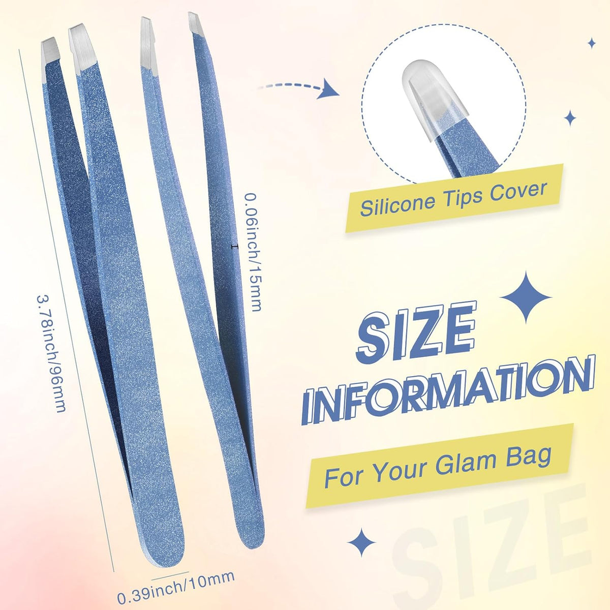 Mudder 12 Pcs Eyebrow Tweezers Set for Facial Hair Stainless Steel Slanted Tip Tweezers in Bulk for Men and Women(Silver)