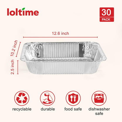 Aluminum Pans Disposable Half Size (25Pack with lids) – 9x13 Heavy Duty Foil Pans, Durable & Recyclable Baking Pans, Table Trays, Great for BBQ, PCooking, Roasting, Heating