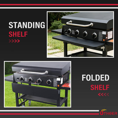 Upgraded Grill Table for Weber Kettle 22"/18"/26", Master Touch 22", Smokey Mountain, Recteq Pellet Grill RT-B380, Prep Station with Cutting Board, Basin, 4 Hooks, Shelf for Weber Kettle Accessories