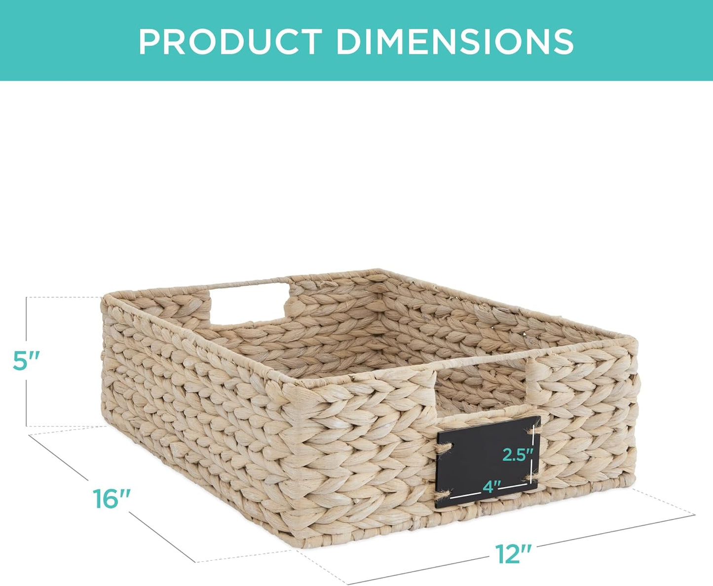 Best Choice Products Set of 4 9x12in Water Hyacinth Pantry Baskets, Woven Organizers w/Chalkboard Label, Chalk Marker - Natural