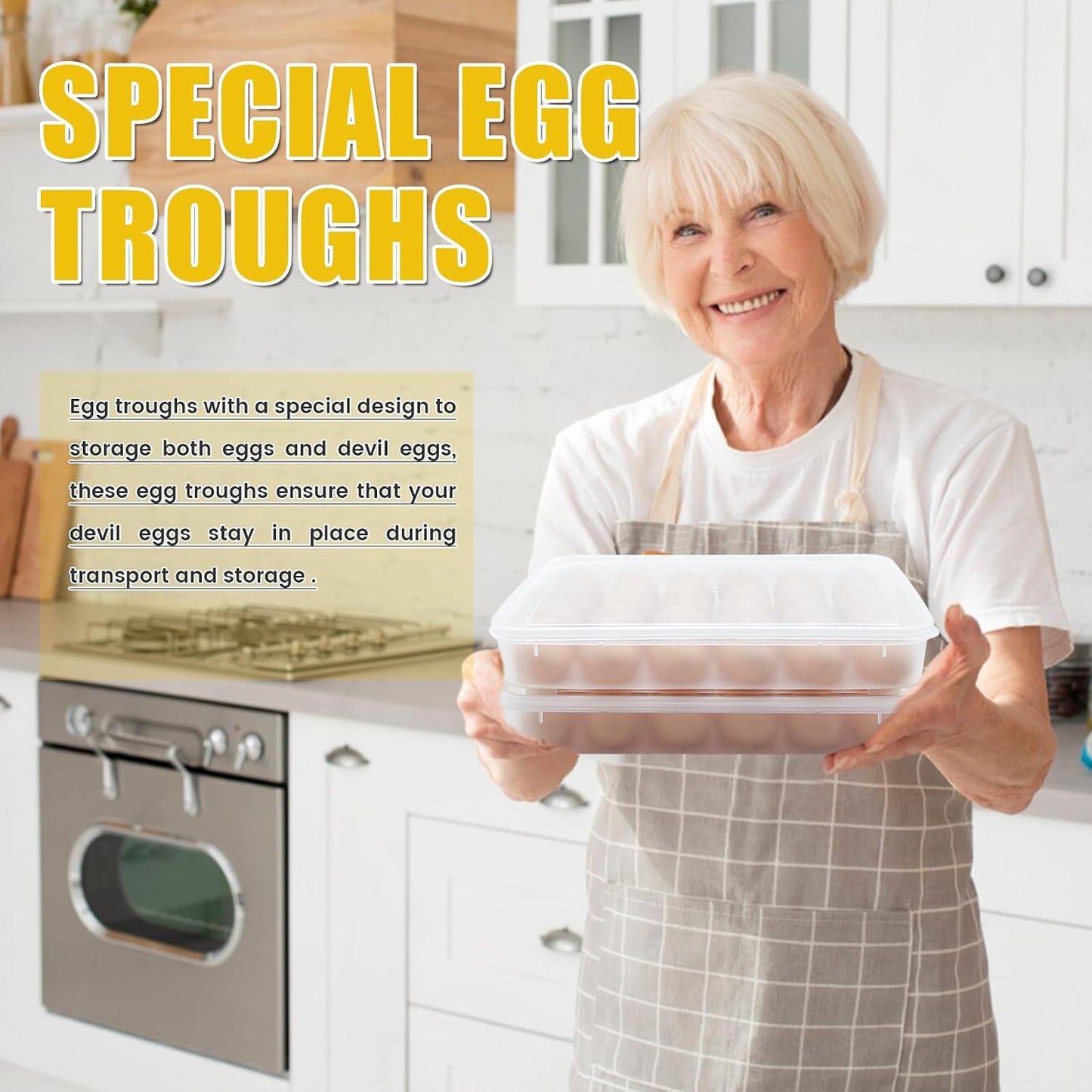2 Pack Egg Trays with Lid,Easter Egg Containers,Deviled Egg Containers with Lid,Egg Tray Holder Carrier for 48 Eggs for Home Party Kitchen Supplies Refrigerator Storage