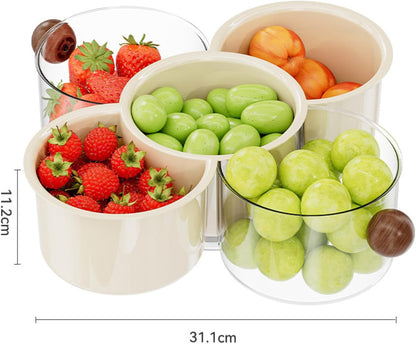 360° Rotating Fruit and Vegetable Storage Box, Vegetable and Fruit Plate, Double-Layered Storage with Water Drainage, nut Storage Box (8.27Inch)