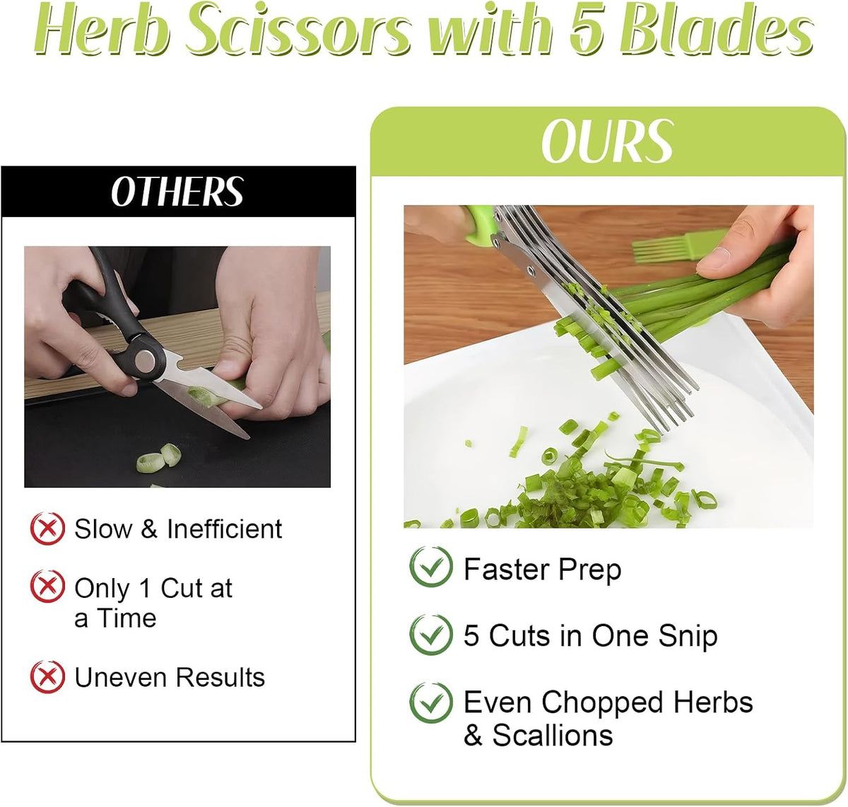 2027 New Herb Scissors with 5 Thickened Sharp Blades