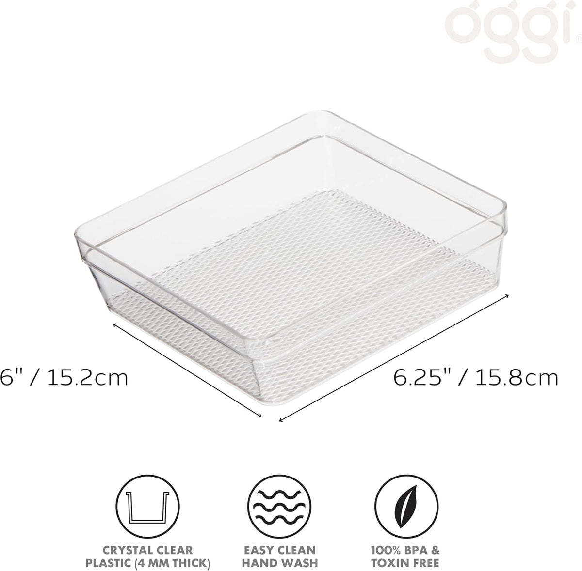 Oggi Clear Drawer Organizer - 3" X 12.5" - Ideal for Organizing Kitchen Drawers, Office, Desk, Silverware, Kitchen Utensils, Cosmetics and Bathrooms