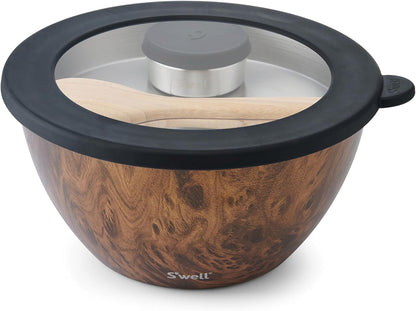 S'well Stainless Steel Salad Bowl Kit 64oz, Peacock Blue, Comes with 2oz Mini Canister and Removable Tray for Organization, Leakproof, Easy to Clean, Dishwasher Safe