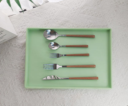 White Serving Tray (13.5 x 9.6 inch) for Serving Accessory, Elegant & Stackable Plastic Tray for Spa, Coffee, Drinks, Tea, Bar, Party, Seasoning, Perfume and Display Use.