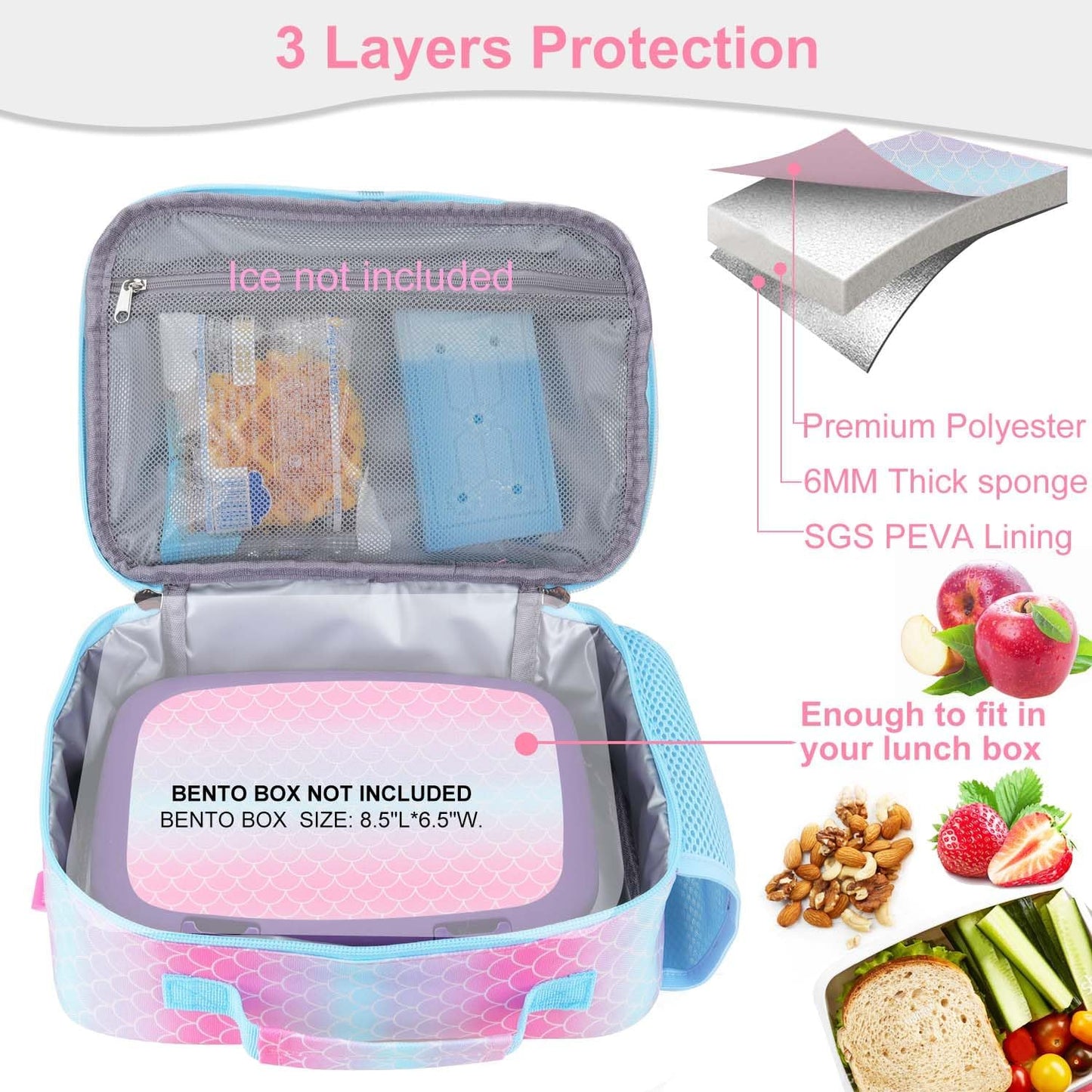RHCPFOVR Kids Lunch Bag - Insulated Lunch Box for Boys Girls,Washable Lunch Bag and Reusable Toddler Leak-proof Lunchbox for School and Daycare - Colors A