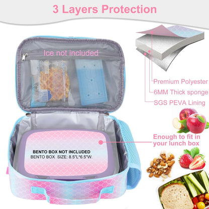RHCPFOVR Kids Lunch Bag - Insulated Lunch Box for Boys Girls,Washable Lunch Bag and Reusable Toddler Leak-proof Lunchbox for School and Daycare - Colors A