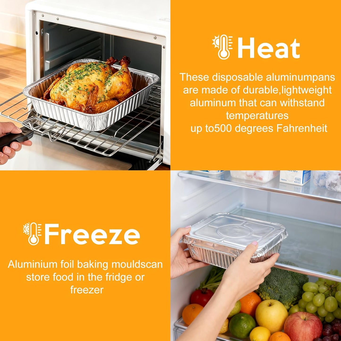 8"x8" Disposable Aluminum Foil Pans with lid - 20 Pack Square Baking Pans Disposable Food Containers with Lids Heavy Duty Tin Foil Pan for Baking Cake, Oven Cooking, Heating, Storing, Meal Prepping