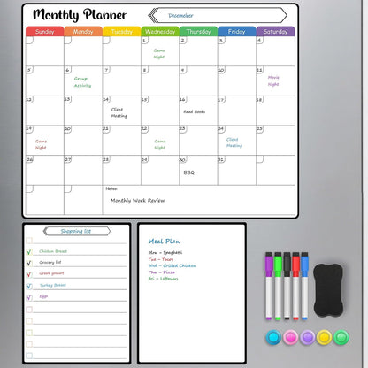 MaxGear 4 Pack Magnetic Fridge Calendar Set, 15" x 11.5" Dry Erase Whiteboard Calendar for Refrigerator, Includes Monthly, Weekly, List and Small Board with 5 Markers, 1 Eraser and 5 Magnets