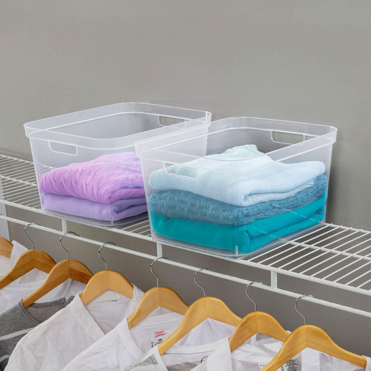 Sterilite 8.25x12.25x15 Inch Modern Polished Storage Bin w/Comfortable Carry Through Handles & Banded Rim for Household Organization, Clear (6 Pack)