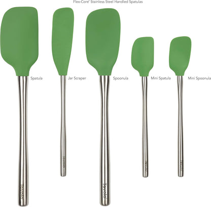 Tovolo Flex Core 5 Piece Silicone Spatula Set Heat Resistant All Silicone Utensils Include Non Stick Spatula Spoonula Jar Scraper, Dishwasher Safe BPA Free Spatulas for Baking Mixing, White
