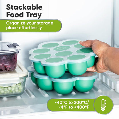 KeaBabies Silicone Food Freezer Trays with Lid, 2oz x 10 Pods Baby Food Storage Containers, Easy Puree Meal Prep, Breast Milk Silicone Freezer Molds, Dishwasher, Microwave Safe, BPA-Free (Slate)