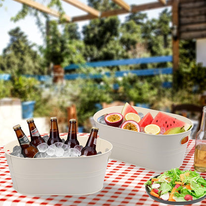 3 Pack 15.3" x 9" x 6" Yellow Metal Galvanized Tub with Handles, 3 Gallon Large Beverage Tubs for Parties, Beer, Wine, and Cocktails, Rust-Proof and Durable Ice Buckets