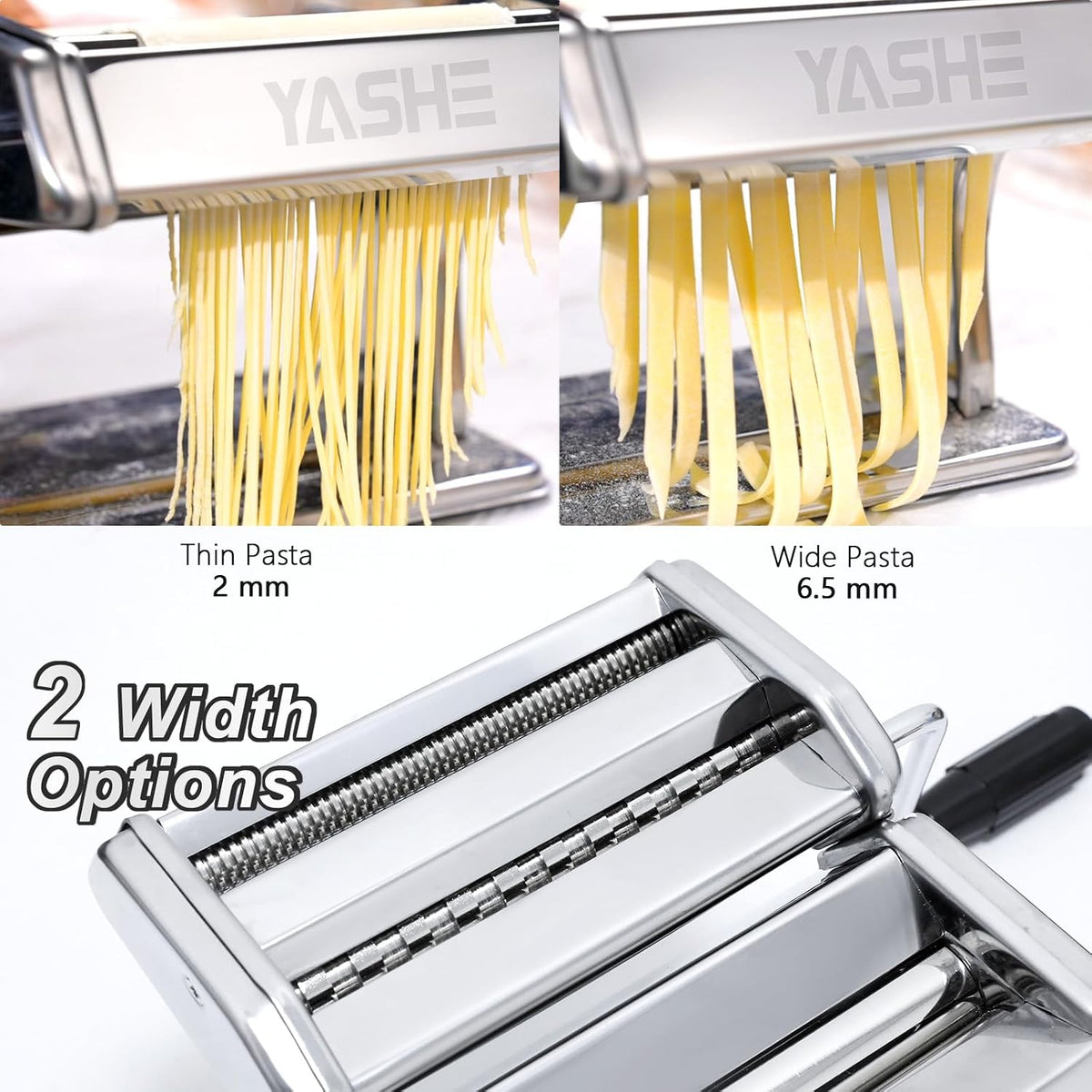 YASHE 3-in-1 Pasta Maker Machine with Adjustable Thickness
