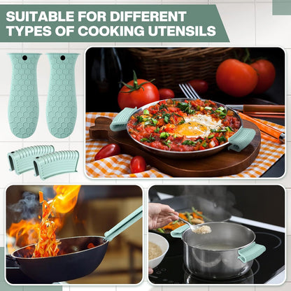 Patelai 8Pcs Silicone Cast Iron Handle Cover,Black