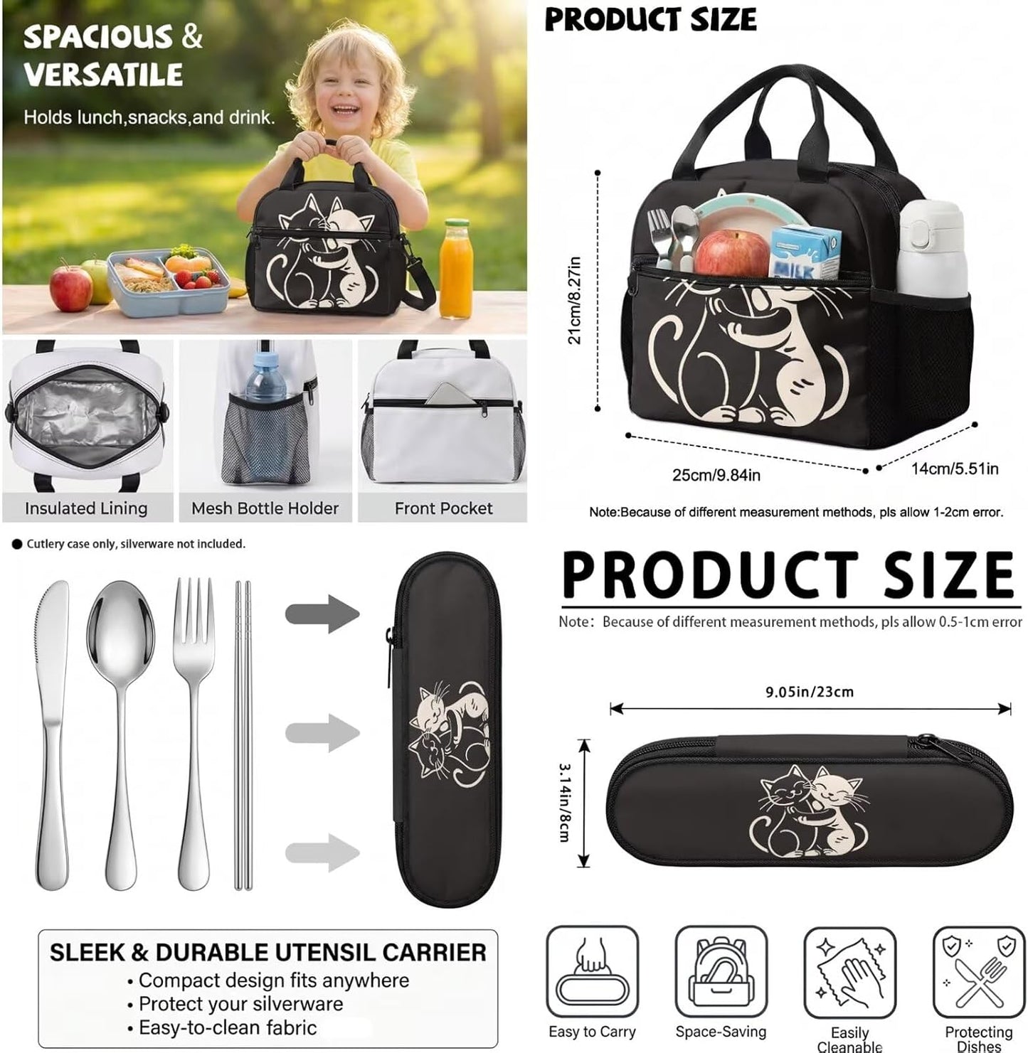 Highland Cow Backpack with Lunch Box Set for Kids Sunflower School Backpack for Girls Boys Back to School Bag Student Travel Backpacks Reusable Utensils Pen Case Water Bottle Bag 5PCS