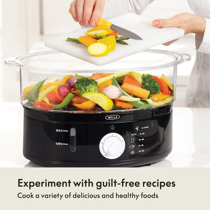 bella Two Tier Food Steamer with Stackable Baskets, Black