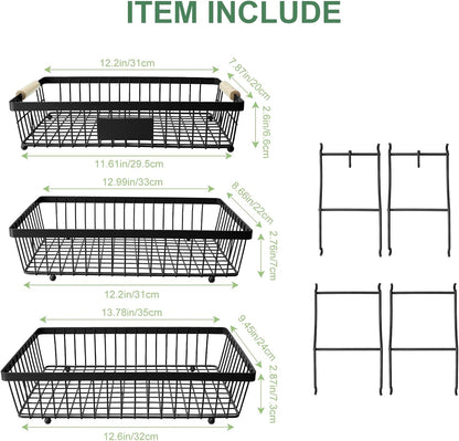 Fruit Basket Bowl 2 Tier Detachable with 2 Banana Hangers, Fruit Stand Holder for Kitchen Countertop, Metal Wire Vegetable Storage Organizer, for Bread Snack Veggies Produce, Black
