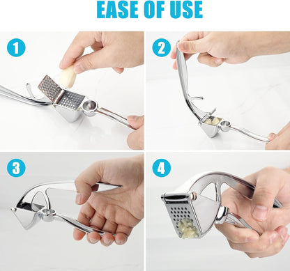 Garlic Press, Rust Resistant Garlic Crusher and Mincer, Solid Metal
