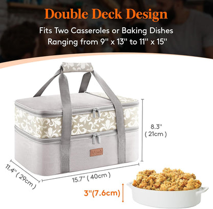 Lifewit Insulated Single Decker Casserole Carrier for Hot or Cold Food, Lasagna Lugger Holder Fits 9" x 13" Baking Dish, Thermal Lunch Tote Bag for Potluck Parties, Picnic and Cookouts, Black