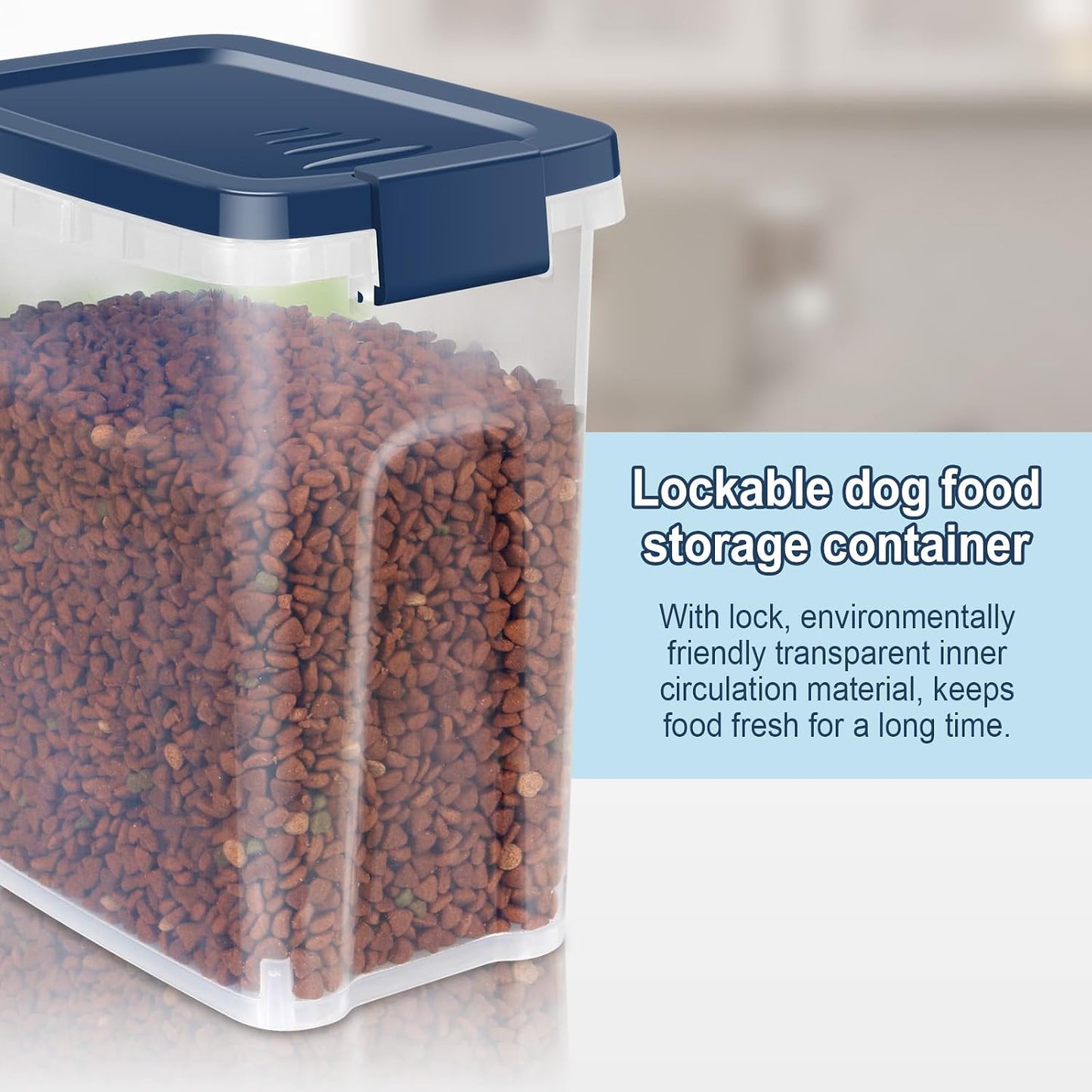 LEAWALK 10Lbs/10.57Qt Airtight Dog Cat Food Storage Container and Dog Treat Containers BPA-Free, PET Clear Stackable Pet Storage Bin, Pop Top, 1-Cup Scoop for Pet Food/Rice/Flour/Bread/Grains