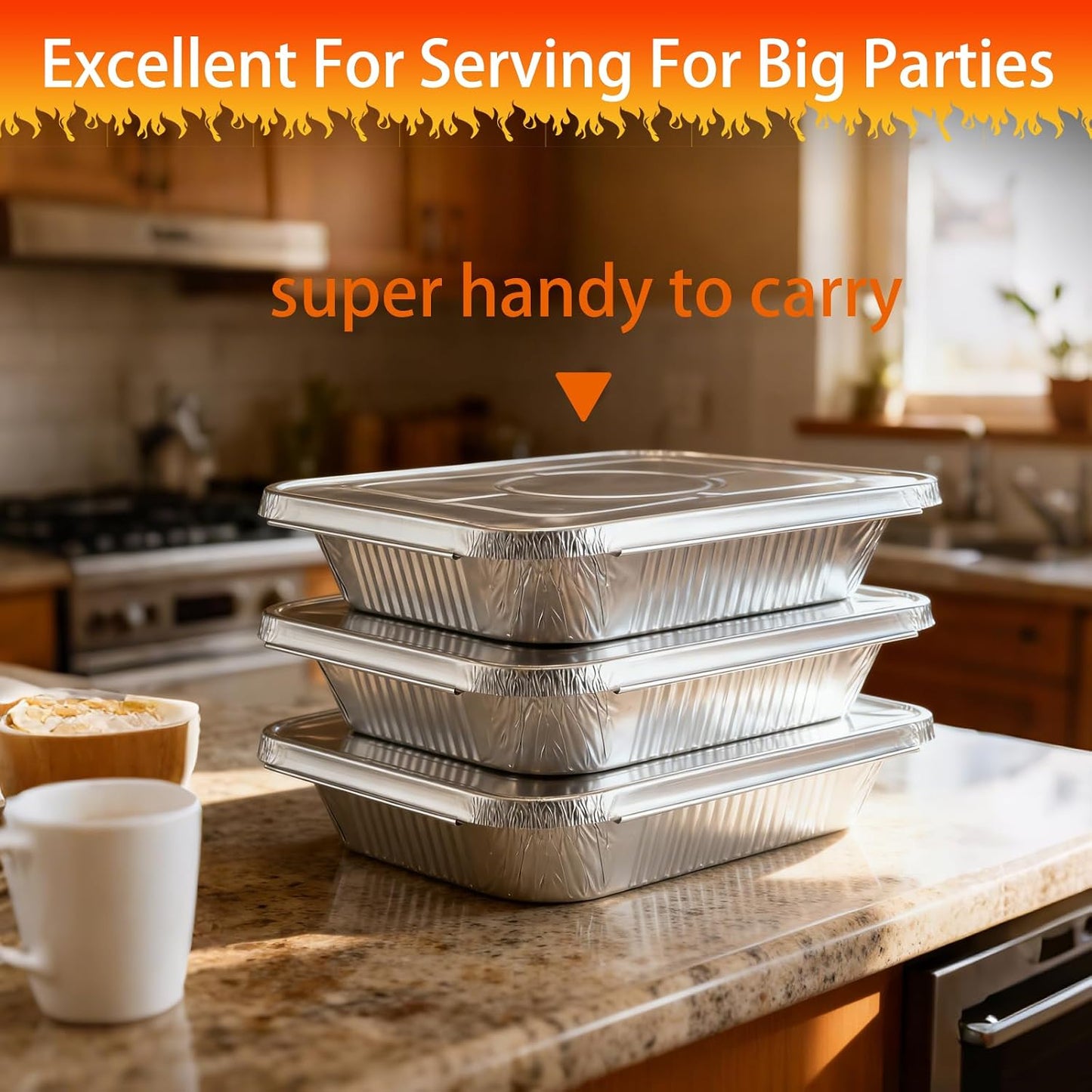 Aluminum Foil Pans 9x13 Disposable – 30 Pack Half Size Aluminum Foil Heavy Duty deep Steam Table Pan, Tin foil Turkey Sheets Tray Chafing Grill Accessories for Cooking, Baking, Storing, Food Prepping