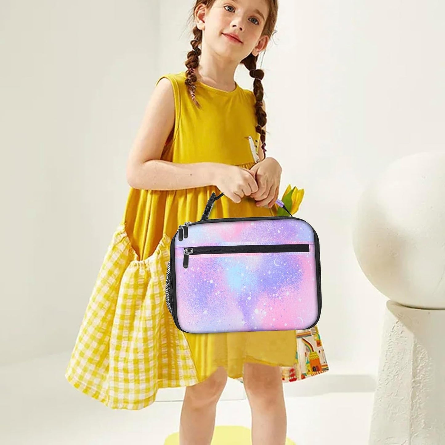 Kids Lunch Box for Boys Girls Lunch Bag Insulated Durable Lunchbox Children Lunch Tote Bag for School Black