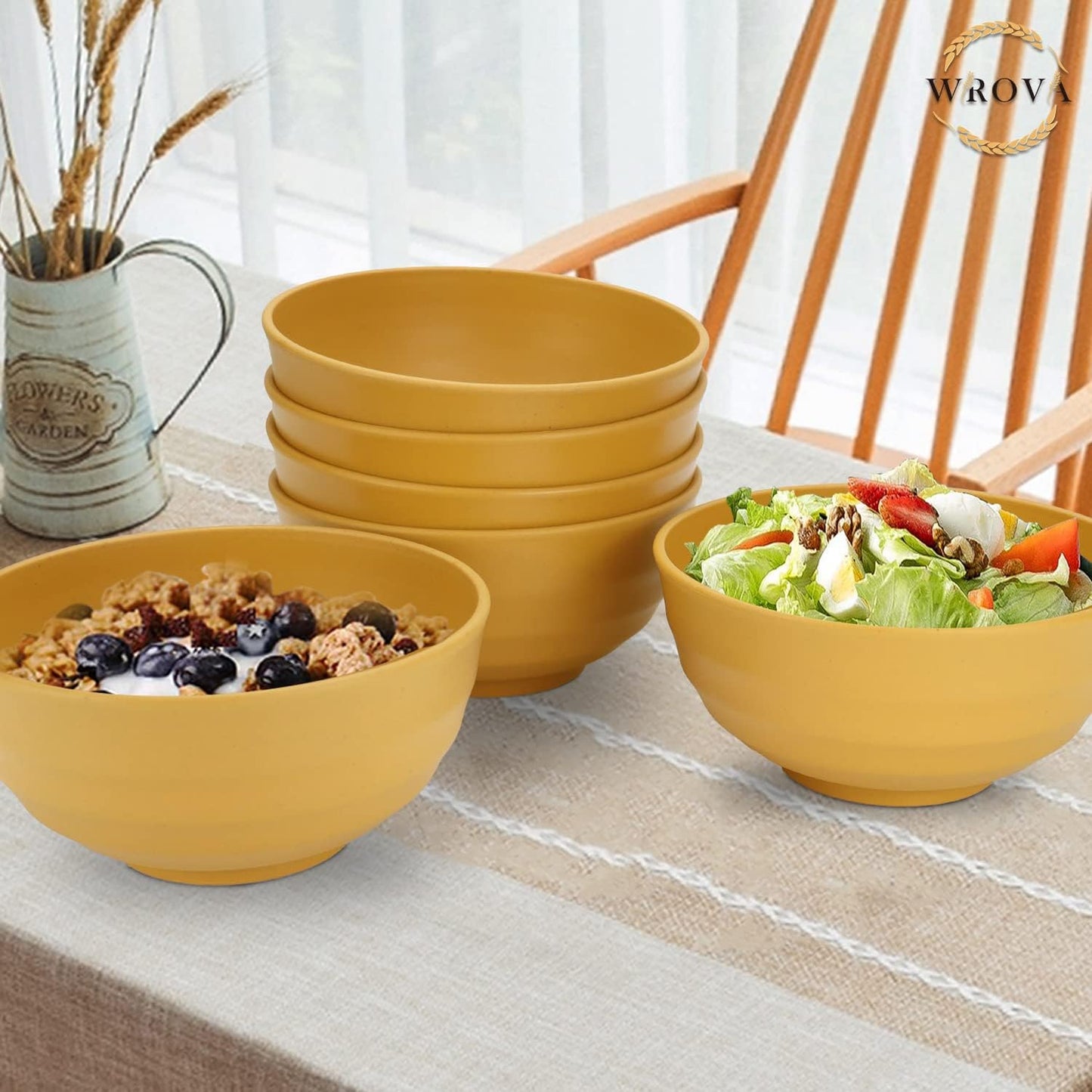 Wheat Straw Bowl Sets,8 PCS Unbreakable Cereal Bowl 26 OZ,Microwave and Dishwasher Safe Bowls,Bowl Sets for Camping and Picnic BPA Free Colorful Salad Bowls for Serving Soup,Oatmeal and Fruit Etc…